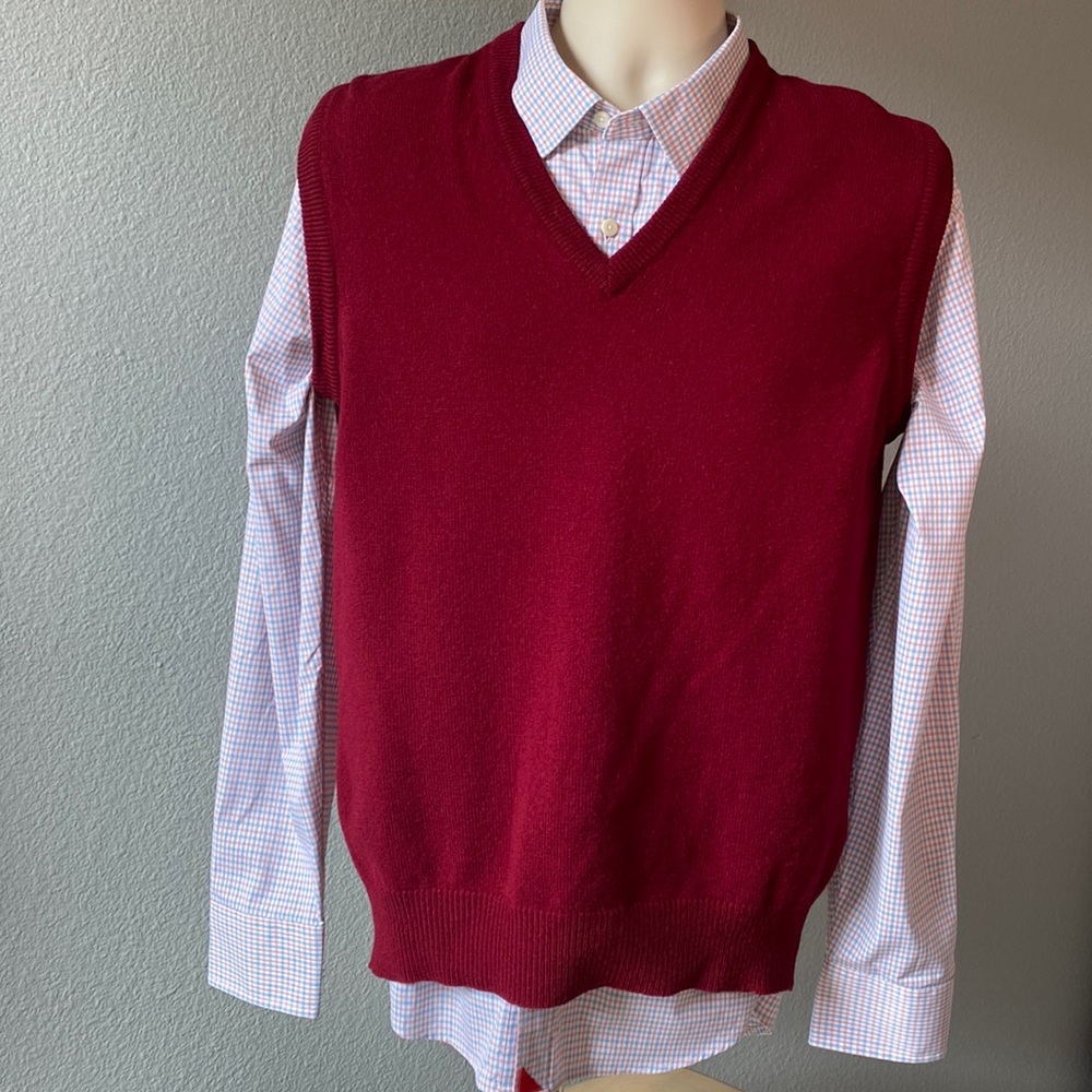 Men's Red V-Neck Sweater Vest